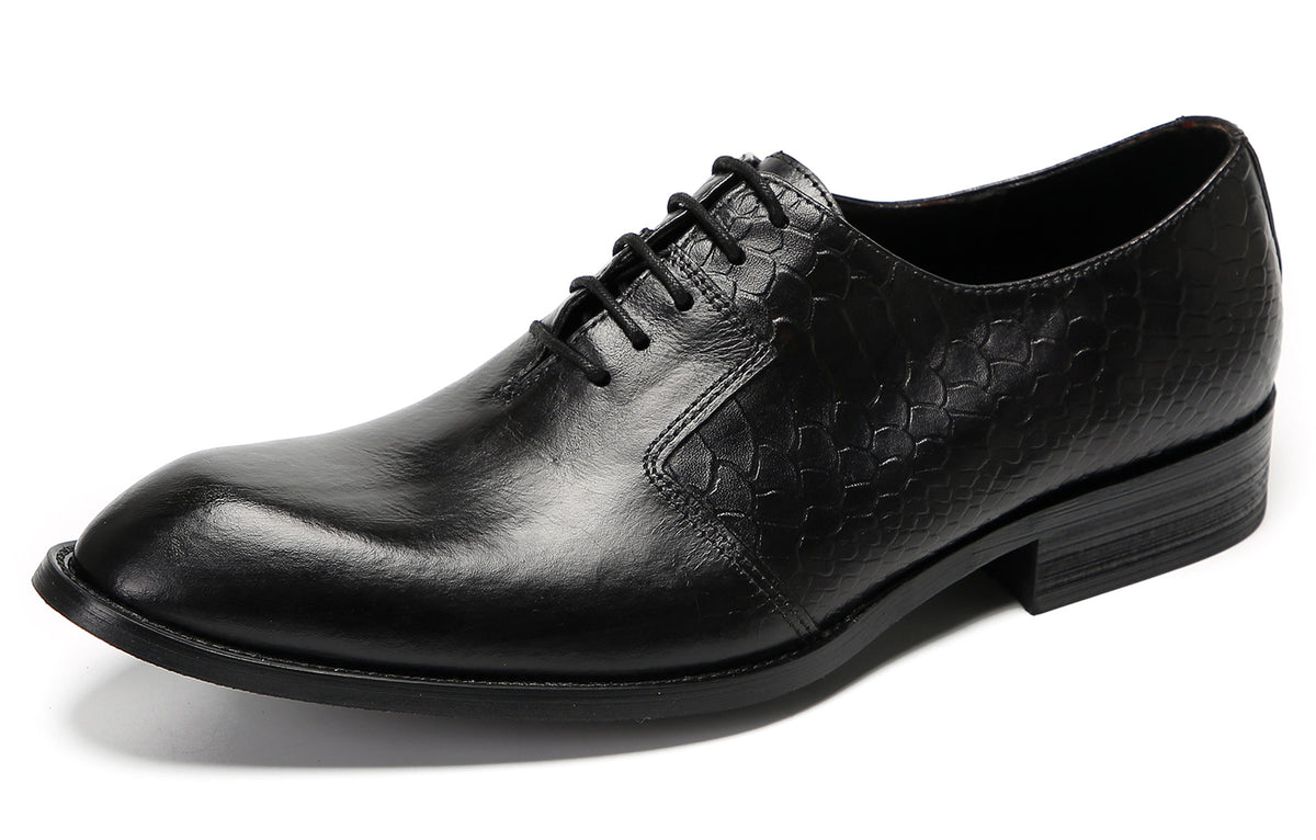 Mens Dress Prom Crocodile Printed Tuxedo Oxfords