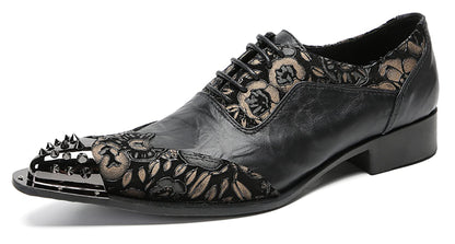 Mens Genunie Leathe Party Dress Casual Two Tone Metal Wingtip Toe Western Oxfords