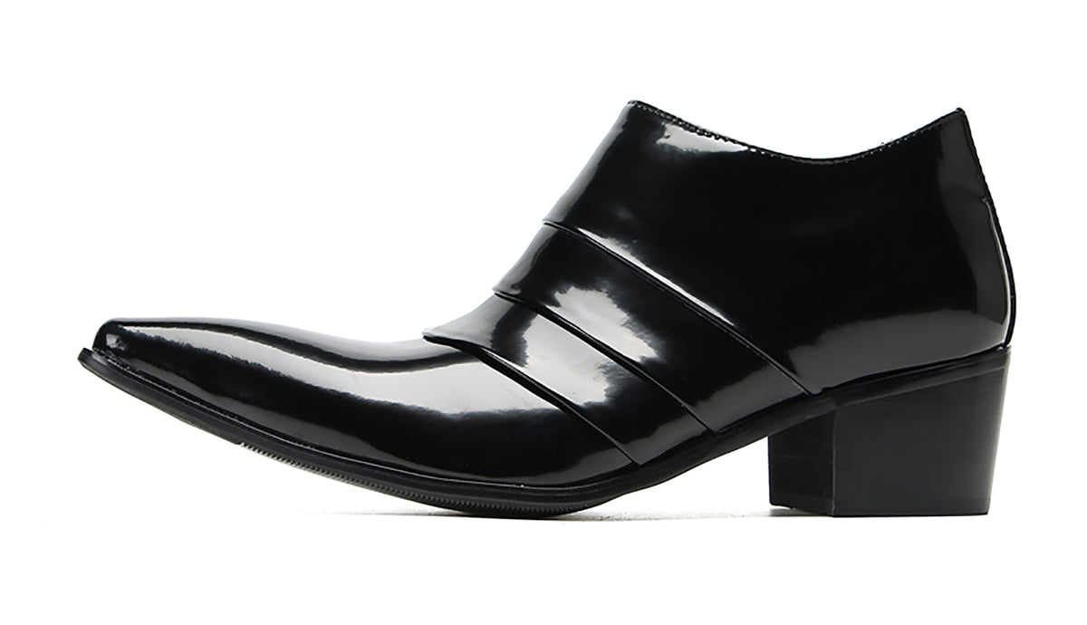 Mens Silp On Casual Dress Party Leather Pointed Toe Heel Pumps Loafers