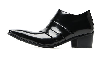 Mens Silp On Casual Dress Party Leather Pointed Toe Heel Pumps Loafers