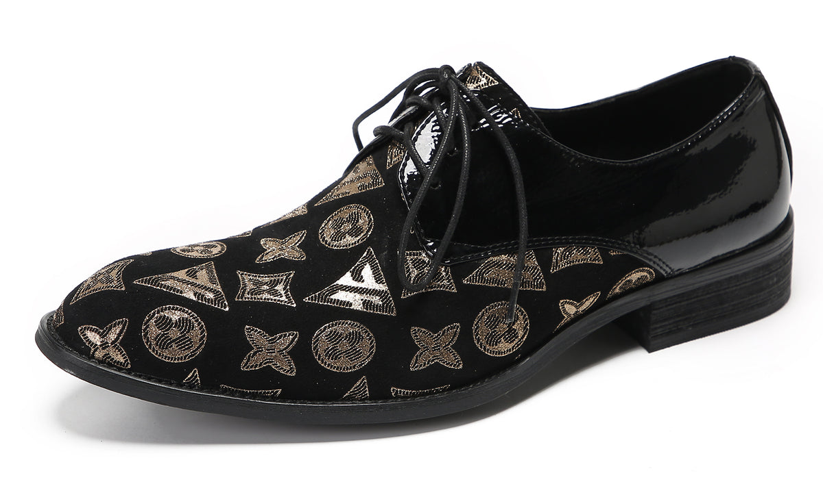 Mens Black Dress Two Tone Leather Fashion Tuxedo Wingtip Oxfords