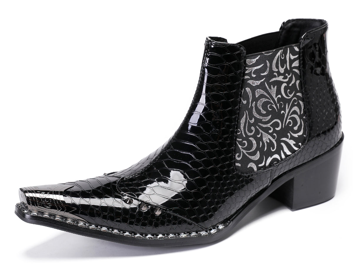 Mens Metal Wingtip Genuine Leather Singer Western Chelsea Boots