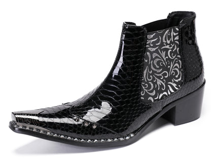 Mens Metal Wingtip Genuine Leather Singer Western Chelsea Boots