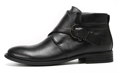 Mens Genuine Leather Buckle Rock Singer Ankles Boots