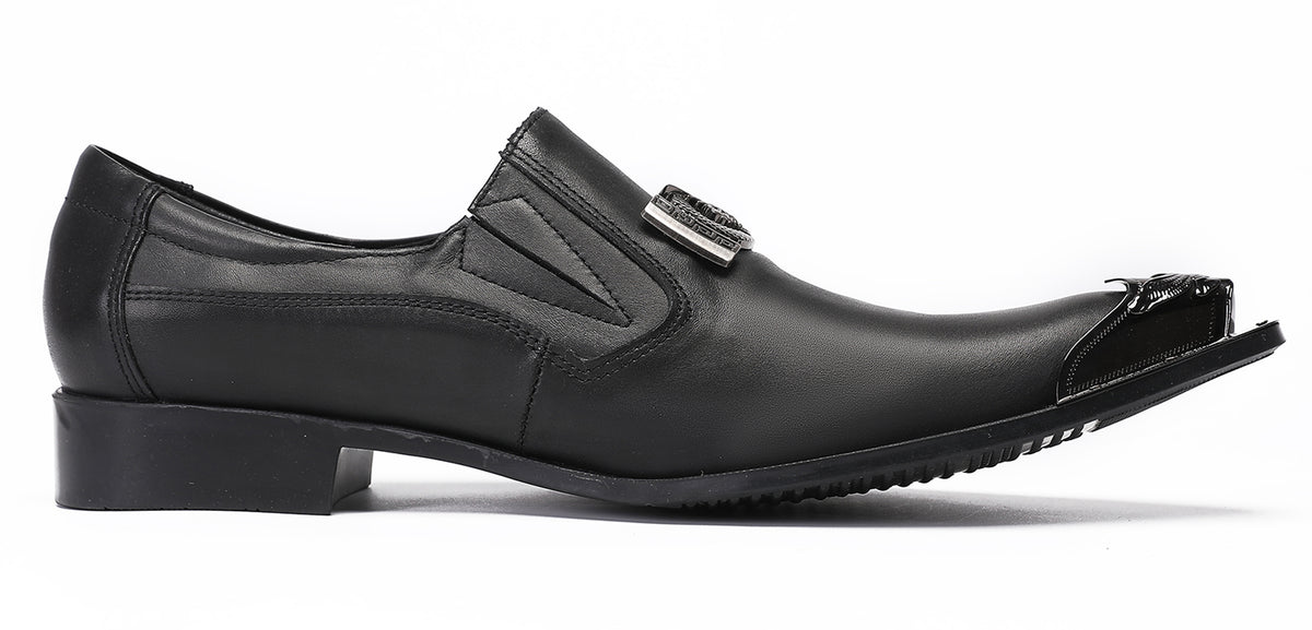 Mens Genunie Leather Casual Dress Metal Pointed Toe Western Loafers