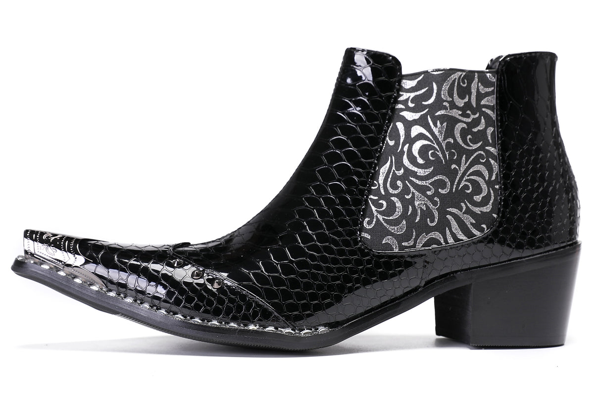Mens Metal Wingtip Genuine Leather Singer Western Chelsea Boots