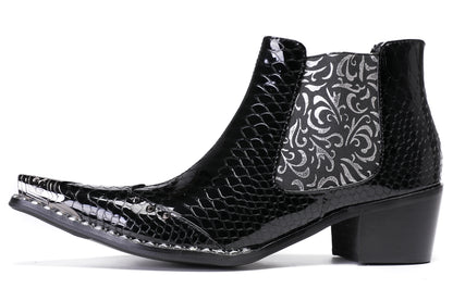 Mens Metal Wingtip Genuine Leather Singer Western Chelsea Boots