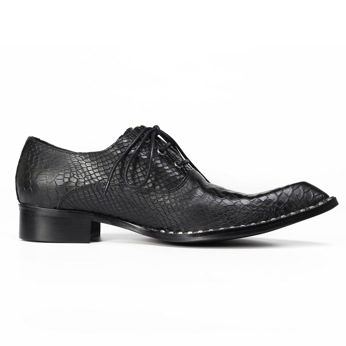 Mens Top-Grain Leather Croc-Embossed Casual Oxfords Shoes