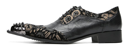 Mens Genunie Leathe Party Dress Casual Two Tone Metal Wingtip Toe Western Oxfords
