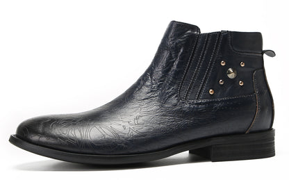 Mens Genuine Leather Zipper Beads Prom Casual Dress Ankle Boots