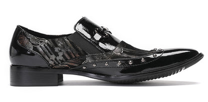 Mens Genuine Leather Two-Tone Design Party  Loafers