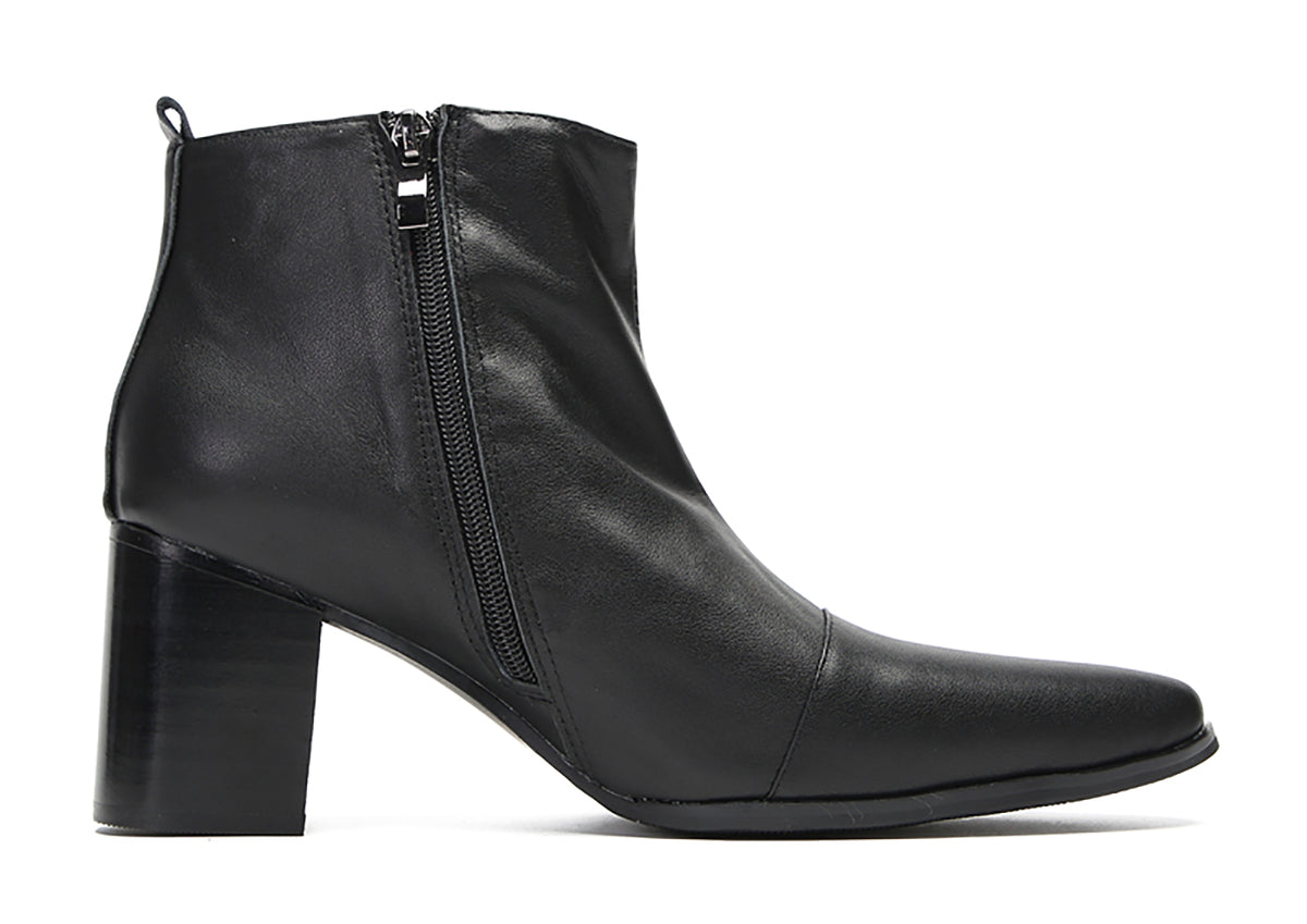 Mens Genunie Leather Beaded Buckle Heel Ankle Boots