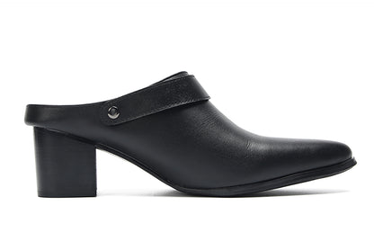 Mens Genunie Leather Mules Slip On Casual Slippers Heel Sandals Clogs Loafers