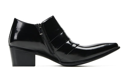 Mens Silp On Casual Dress Party Leather Pointed Toe Heel Pumps Loafers