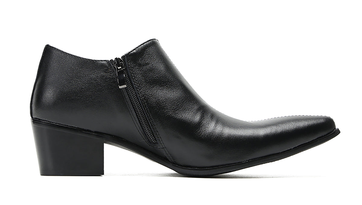 Mens Casual Dress Party Leather Zipper Pointed Toe Heel Pumps Loafers