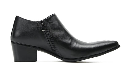 Mens Casual Dress Party Leather Zipper Pointed Toe Heel Pumps Loafers
