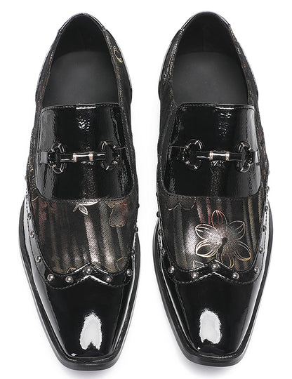 Mens Genuine Leather Two-Tone Design Party  Loafers