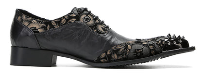 Mens Genunie Leathe Party Dress Casual Two Tone Metal Wingtip Toe Western Oxfords