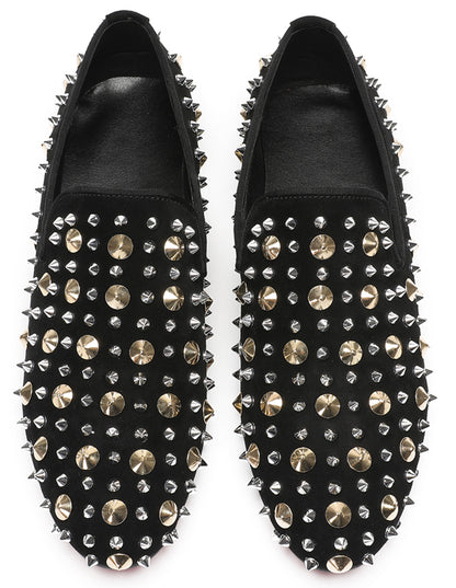 Mens Rocker Suede Party Dsico Ballroom Bar Disco Studded Loafers