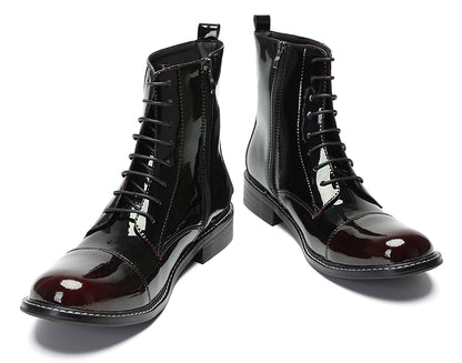Mens Patent Leather Casual Dress Western Oxfords Boots