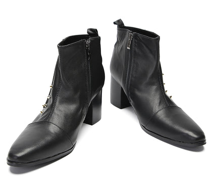 Mens Genunie Leather Zipper D-Buckle On Side Heel Ankle Boots