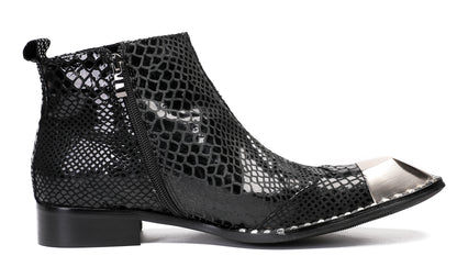 Mens Metal Square Toe Zipper Buckle Dress Ankle Western Boots