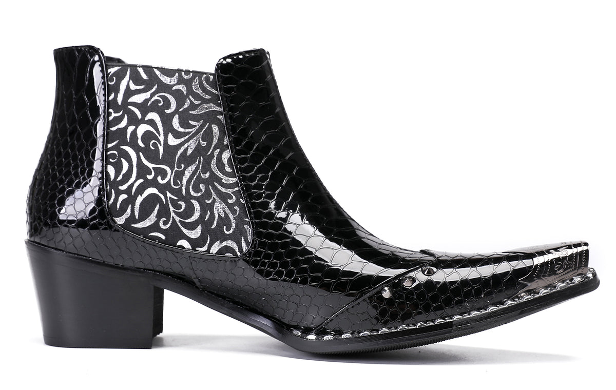 Mens Metal Wingtip Genuine Leather Singer Western Chelsea Boots