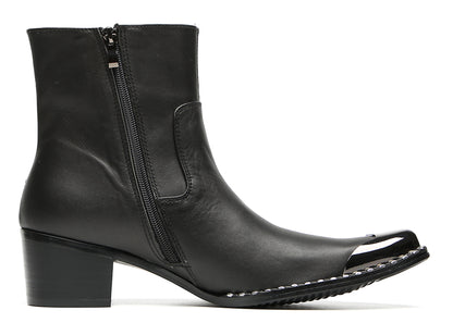Mens Embroidered Rose Side Zip Metal Toe Cowboy Western Boots