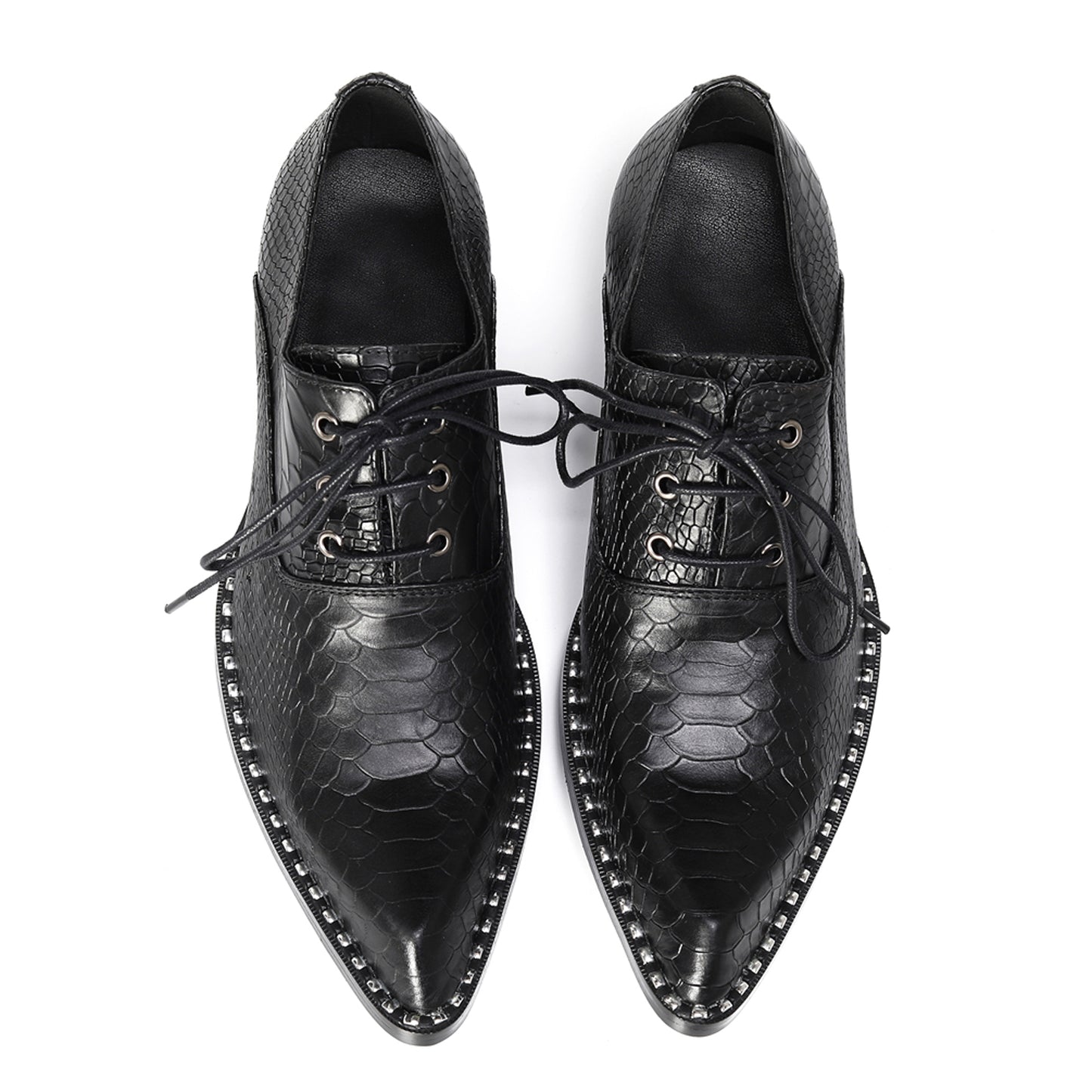 Mens Top-Grain Leather Croc-Embossed Casual Oxfords Shoes