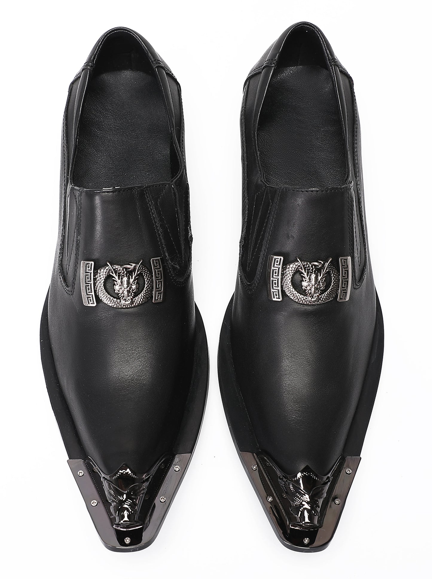 Mens Genunie Leather Casual Dress Metal Pointed Toe Western Loafers