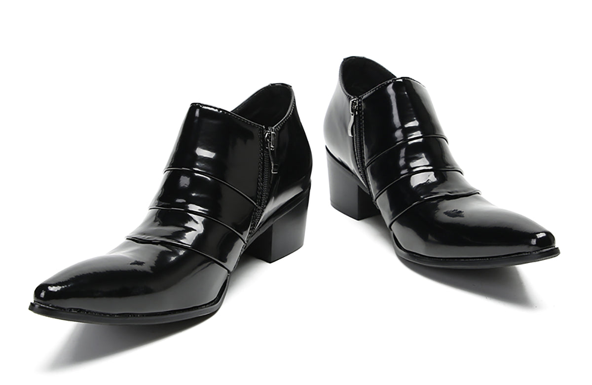Mens Silp On Casual Dress Party Leather Pointed Toe Heel Pumps Loafers