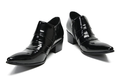 Mens Silp On Casual Dress Party Leather Pointed Toe Heel Pumps Loafers