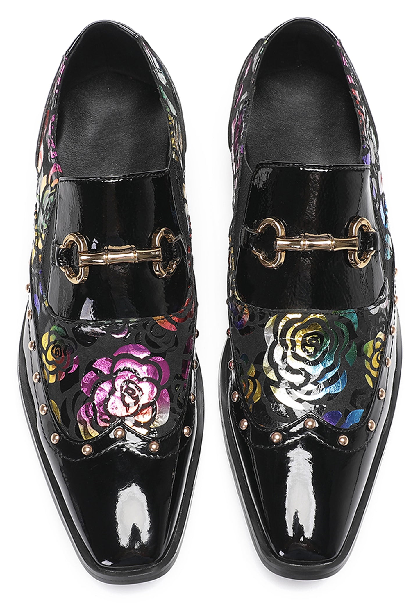 Mens Genuine Leather Gold Chain Tuxedo Party Western Loafers