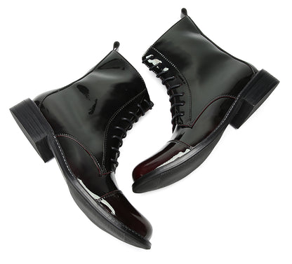 Mens Patent Leather Casual Dress Western Oxfords Boots