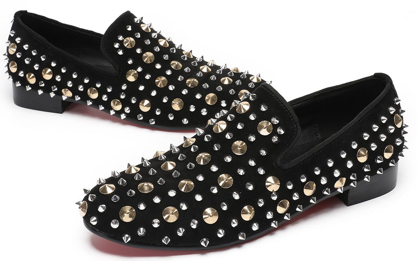 Mens Rocker Suede Party Dsico Ballroom Bar Disco Studded Loafers