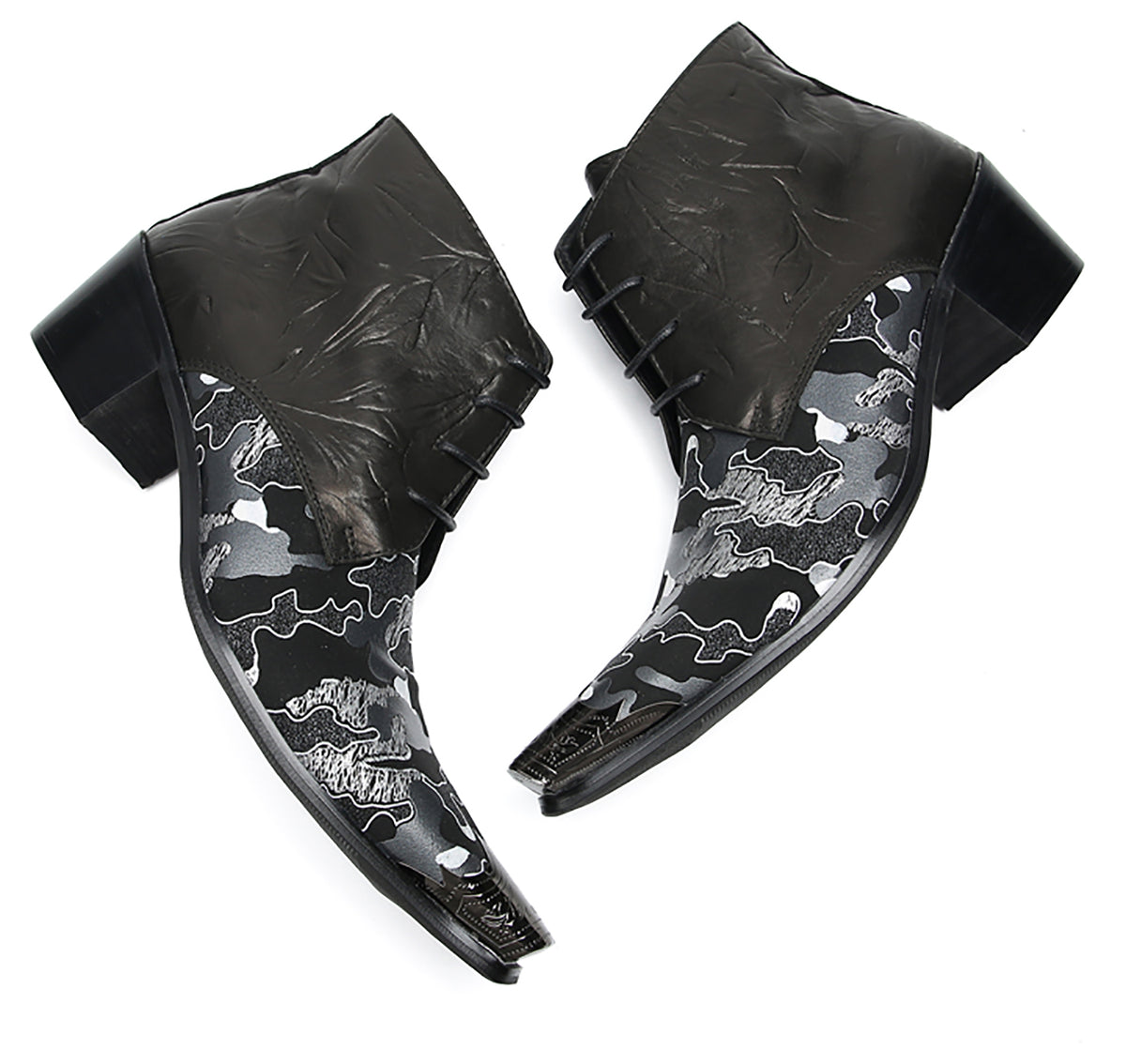 Mens Genunie Leather Zipper Lace-Up Ankle Western Oxfords Boots