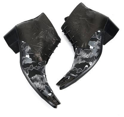 Mens Genunie Leather Zipper Lace-Up Ankle Western Oxfords Boots