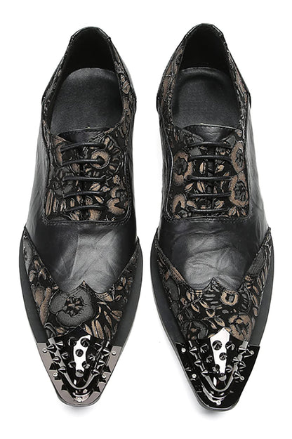 Mens Genunie Leathe Party Dress Casual Two Tone Metal Wingtip Toe Western Oxfords