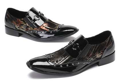 Mens Genuine Leather Two-Tone Design Party  Loafers