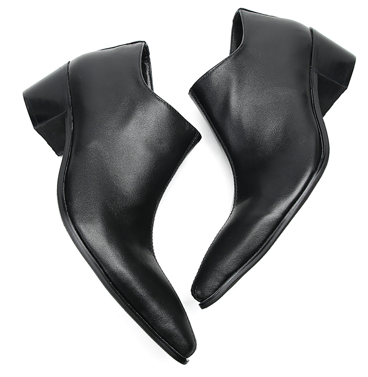 Mens Casual Dress Party Leather Zipper Pointed Toe Heel Pumps Loafers