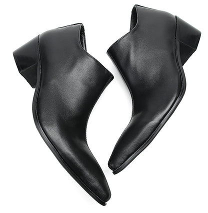 Mens Casual Dress Party Leather Zipper Pointed Toe Heel Pumps Loafers
