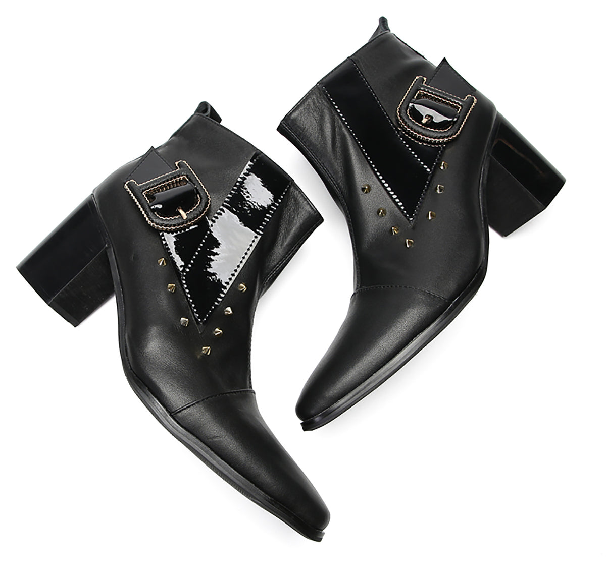 Mens Genunie Leather Zipper D-Buckle On Side Heel Ankle Boots