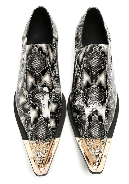 Mens Party Dress Slip On Casual Metal Pointed Toe Western Loafers