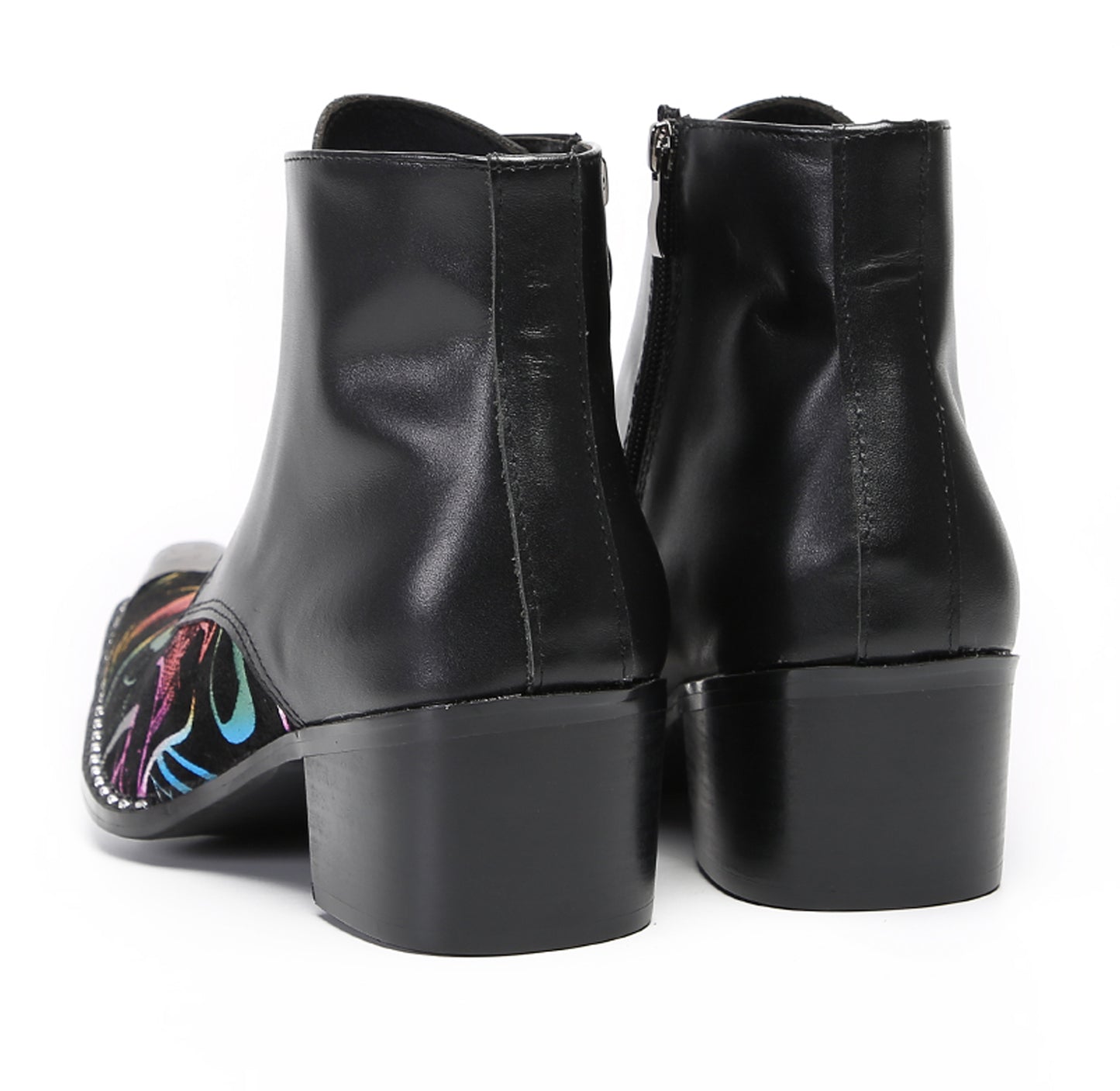 Men‘s  Colorful Abstract Print Ankle Western Oxfords Boots