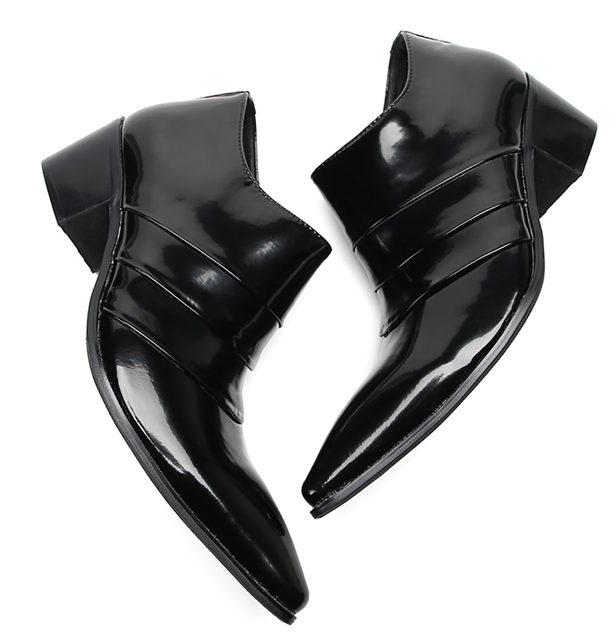 Mens Silp On Casual Dress Party Leather Pointed Toe Heel Pumps Loafers