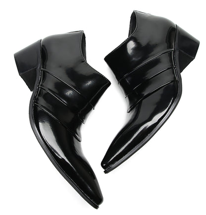 Mens Silp On Casual Dress Party Leather Pointed Toe Heel Pumps Loafers