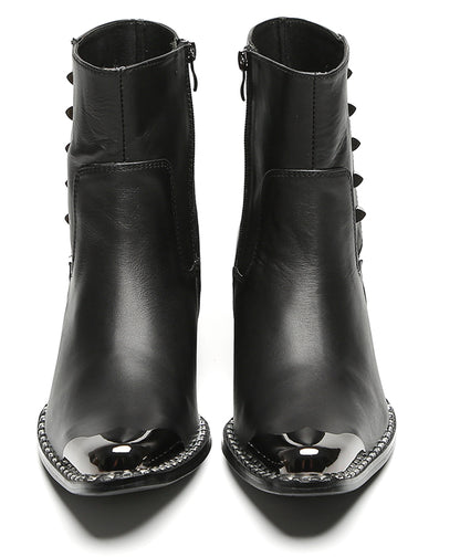 Mens Embroidered Rose Side Zip Metal Toe Cowboy Western Boots