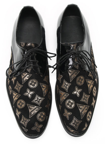 Mens Black Dress Two Tone Leather Fashion Tuxedo Wingtip Oxfords