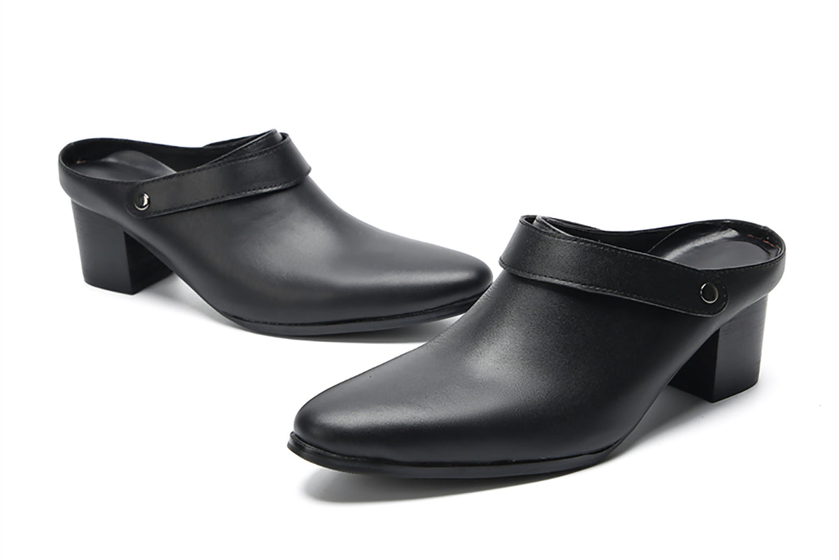 Mens Genunie Leather Mules Slip On Casual Slippers Heel Sandals Clogs Loafers