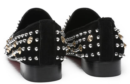 Mens Rocker Suede Party Dsico Ballroom Bar Disco Studded Loafers